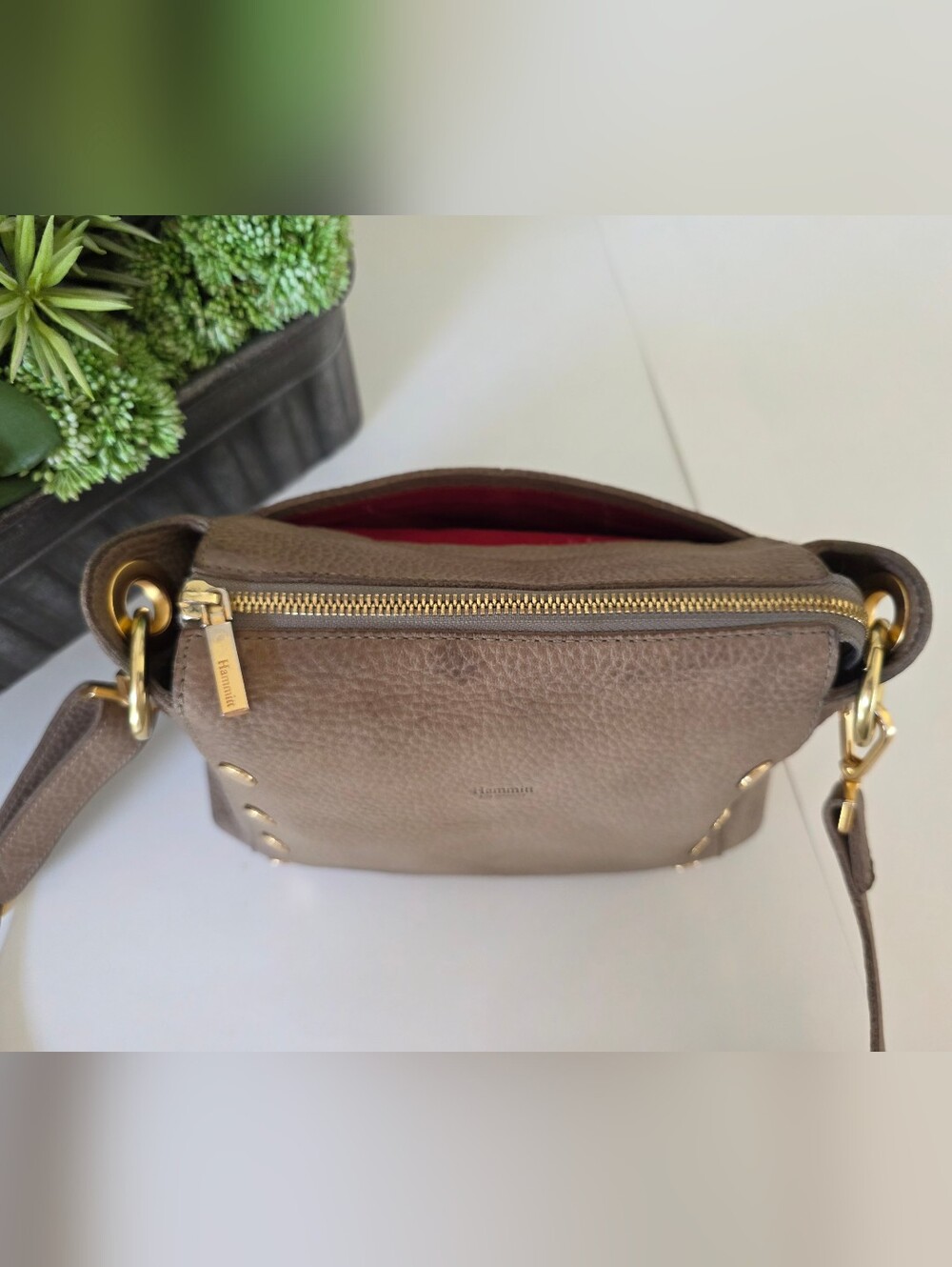 Hammitt Daniel Small Crossbody Vintage 2021 Collection Taupe Greige Leather - Picture 3 of 16